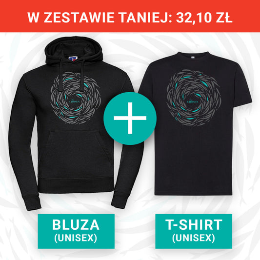 THE CHOSEN - KOMPLET: Bluza z kapturem (Ławica ryb) + T-shirt CZARNY (Ławica ryb)